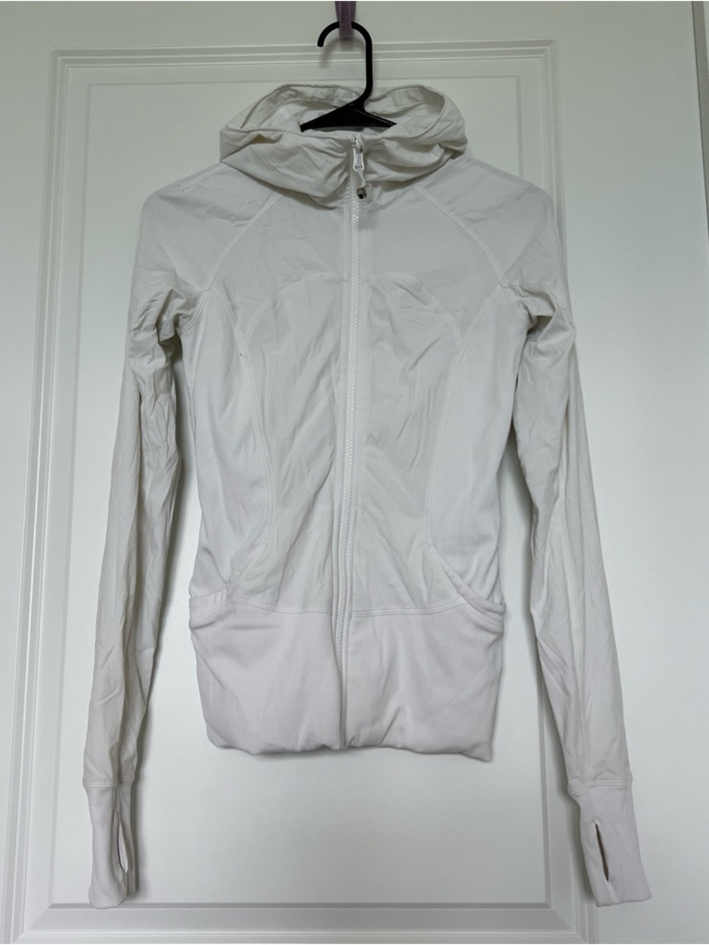 Lululemon Women’s White Zip-Up Hooded  reservable lightweight Jacket 4